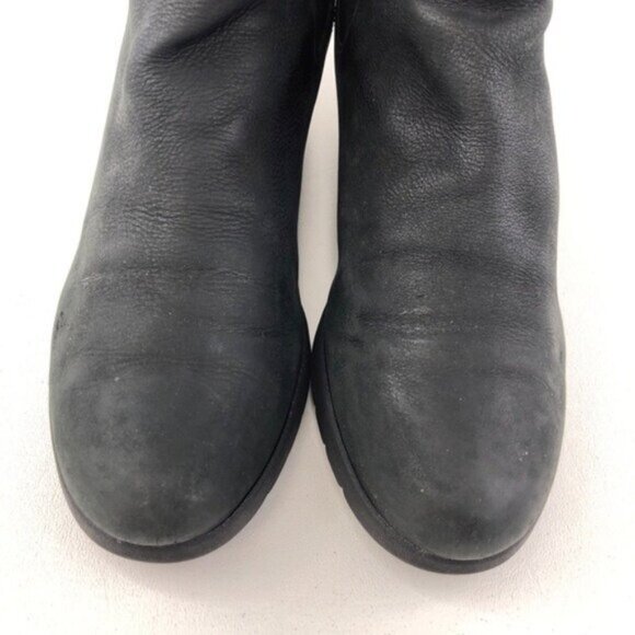 UGG Indra Black Leather Wedge Ankle Booties 9 - Picture 11 of 12
